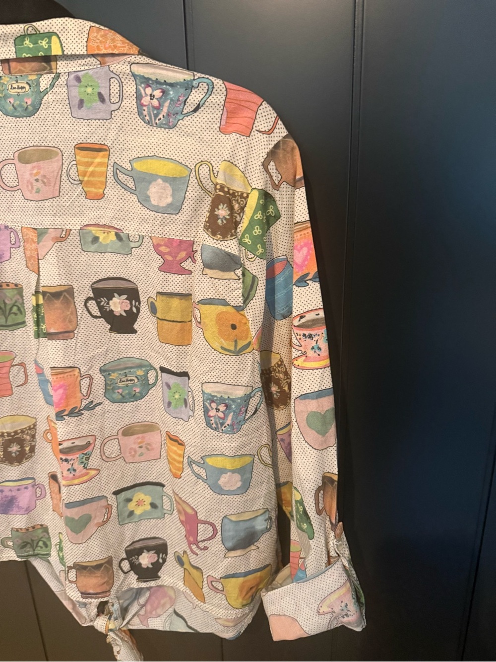 ☕️ NEW Natural Life It’s The Little Things Colorful Mug Print Button-Up Shirt - Picture 7 of 9